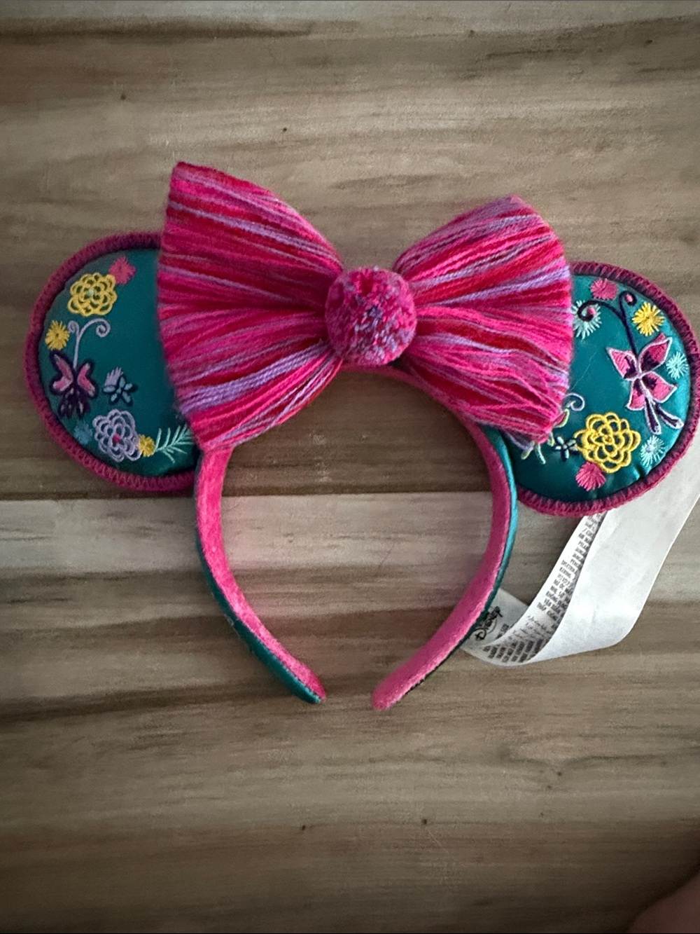 Disney Encanto Pink & Teal Embroidered Minnie Ear Headband
